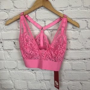 Tutti Rouge Rougette Bra Pink Heart Detail Floral Lace Size 30